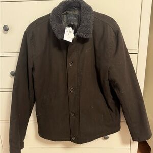 Banana Republic Men's Jacket with Sherpa Collar - Dark Olive